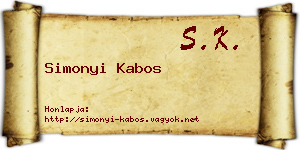 Simonyi Kabos névjegykártya